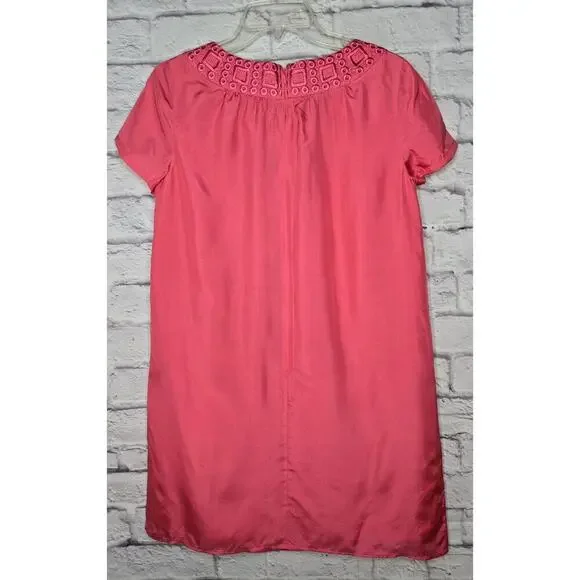 Lilly Pulitzer 100% silk pink embroidered Kathleen shift dress preppy Small. - Picture 4 of 7